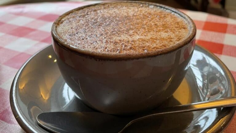 Dairy-free cappuccino with oat milk at Café 21 in Colchester