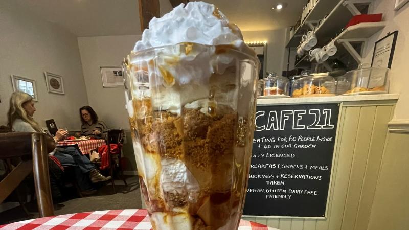 Vegan Biscoff sundae at Café 21 in Colchester
