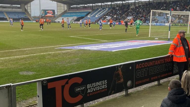 Second-half match action from Colchester United versus Barnet at the JobServe Community Stadium