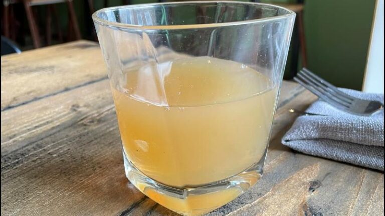 Glass of apple juice at Cradle in Sudbury