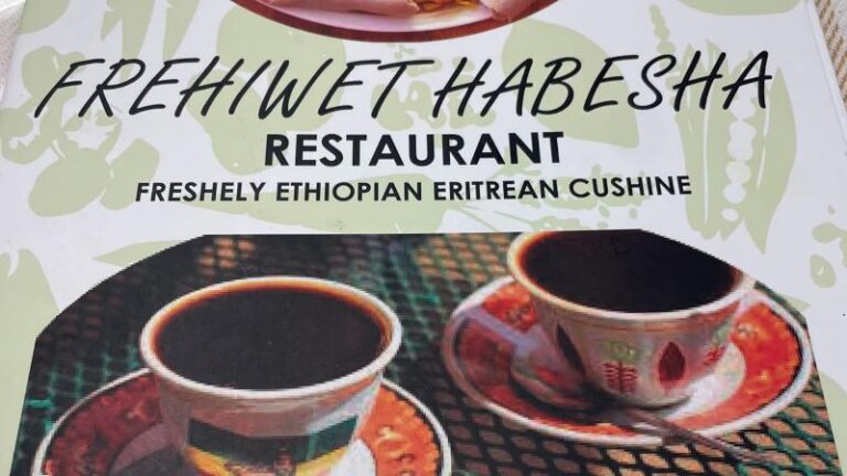 Frehiwet Habesha restaurant menu showing Ethiopian and Eritrean food branding in Sheffield