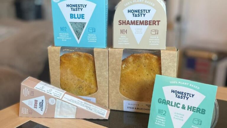 Honestly Tasty and Magpye plant-based pie hamper with vegan cheeses, pies and Garlic and Herb Dip
