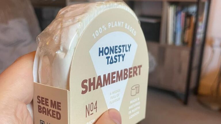 Honestly Tasty Shamembert vegan cheese in its packaging