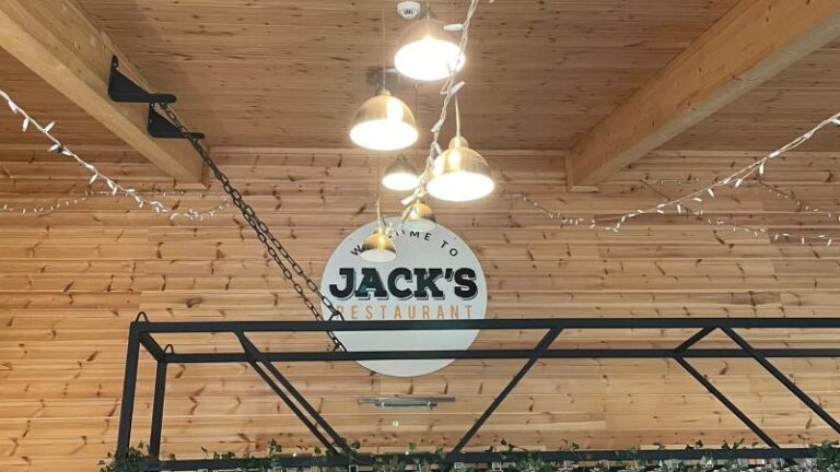 Jacks restaurant sign inside Jacks at Woodlakes near King’s Lynn