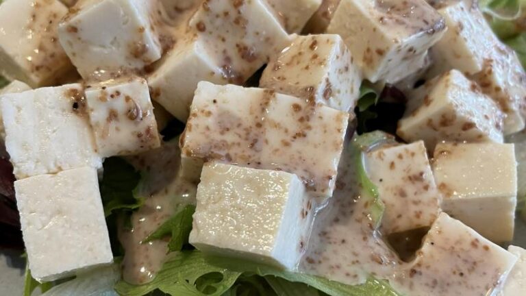 Close-up shot of the tofu salad at Kimchi House in Colchester