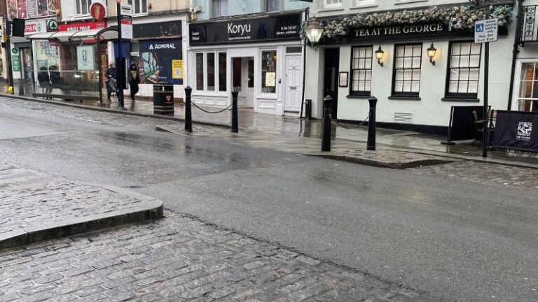 Outside photo of Koryu restaurant in Colchester in wet weather