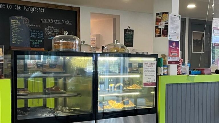 Cakes and serving area inside Mill Races in Aldham near Colchester