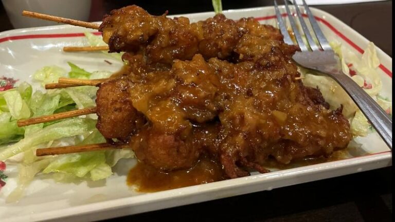 Mock chicken skewers starter at Noodle Inn Centro in Sheffield