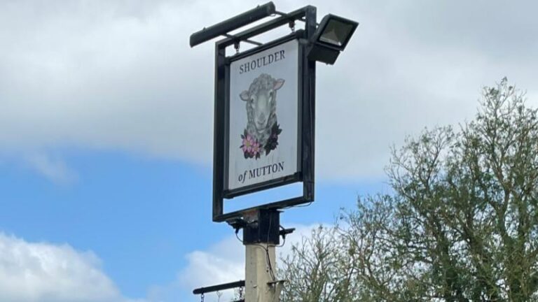 Outside sign for Shoulder of Mutton near Fordham and Aldham, just outside Colchester