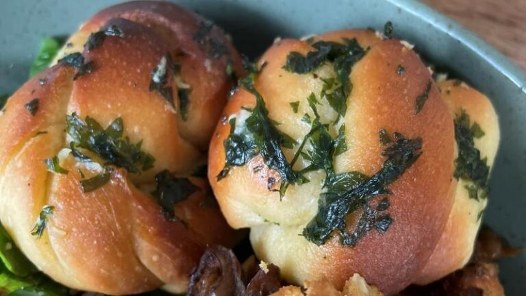 Shot of the homemade garlic knots at The Greenhouse Café in Felixstowe