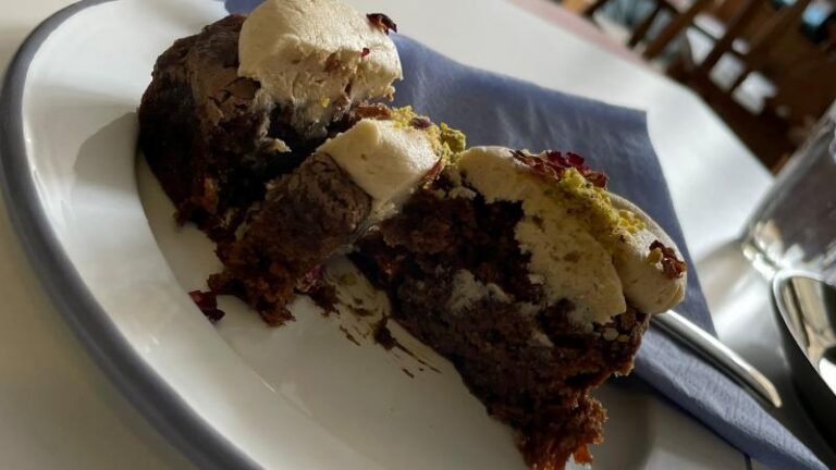 Close-up shot of chai cake at The Hop Coffee plant-based cafe in Sheffield