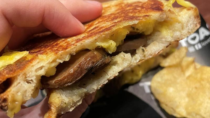 Vegan truffle and mushroom toastie at Toast in Colchester