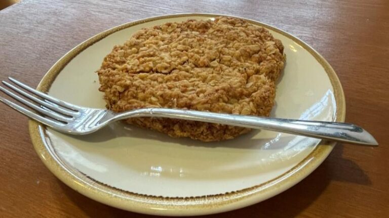Photo of a vegan oat crumble biscuit at Harvest Moon in Ipswich