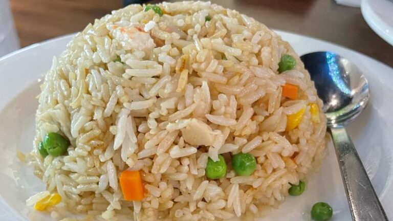 Special fried rice with peas, carrots and sweetcorn at Vegan Planet in Camden, London